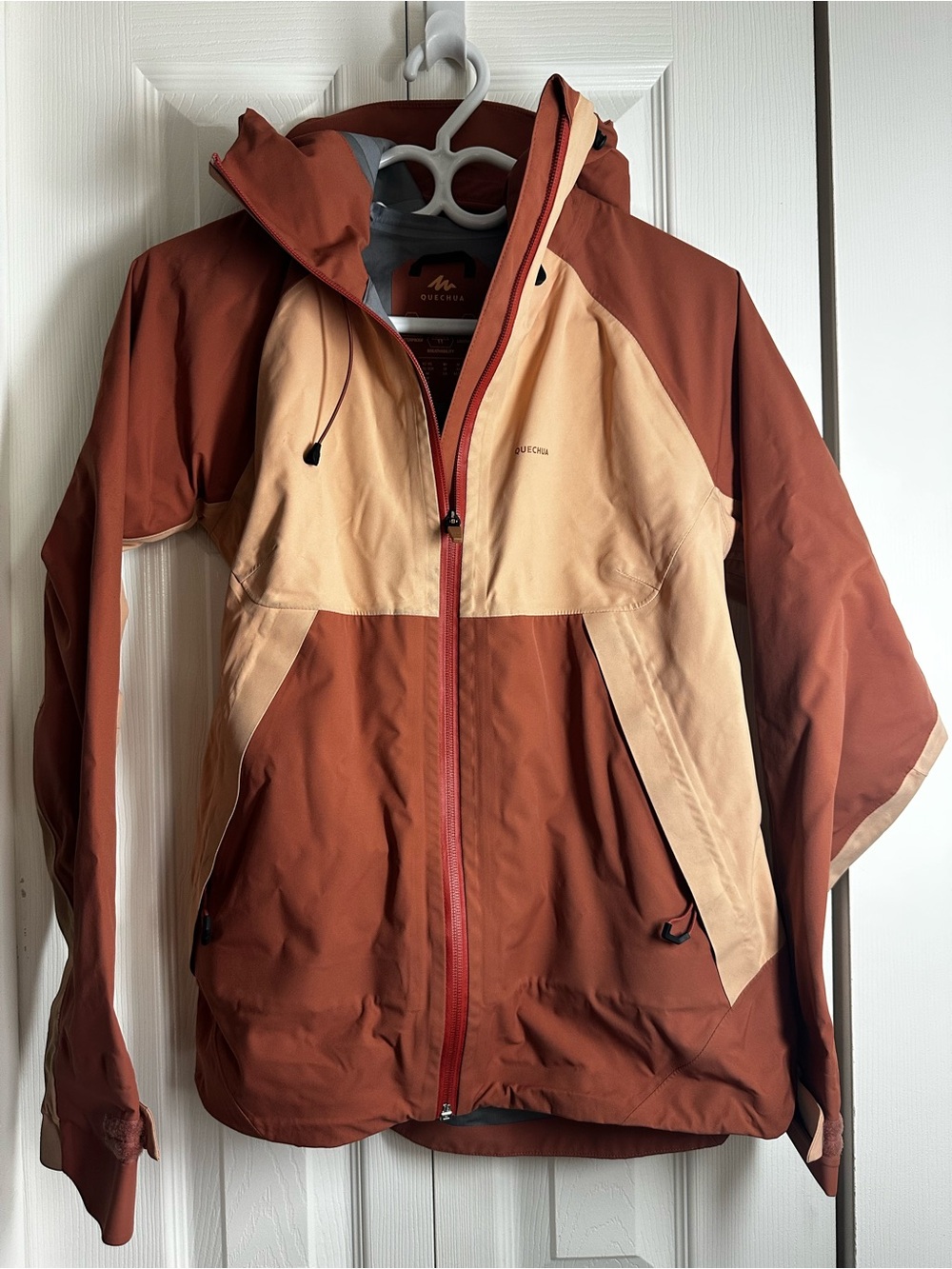 Quechua women's Rust and Beige Waterproof Rain Jacket